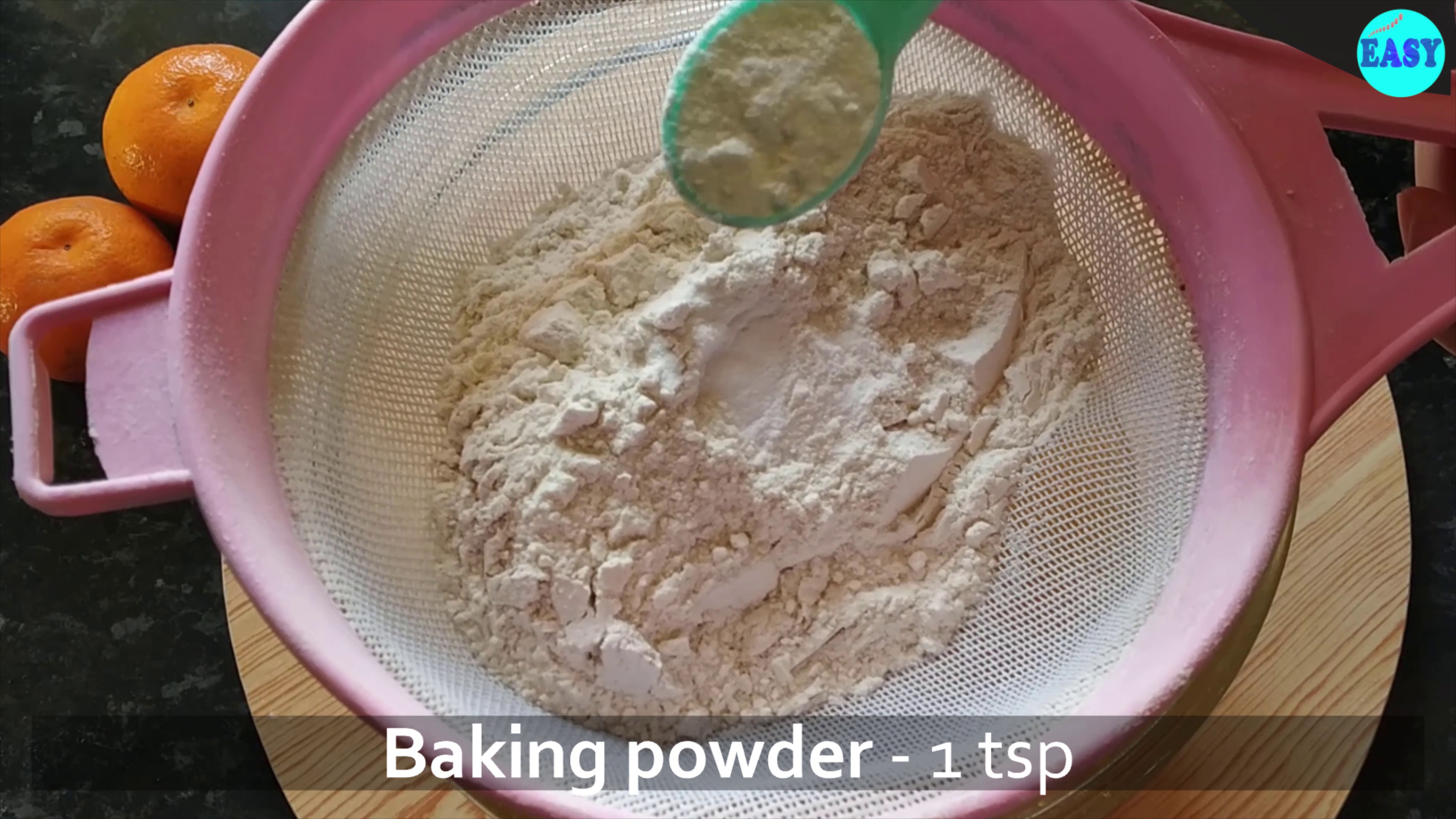 Step 3 - Now take a sieve and add plain flour, baking soda, baking powder and salt to it.