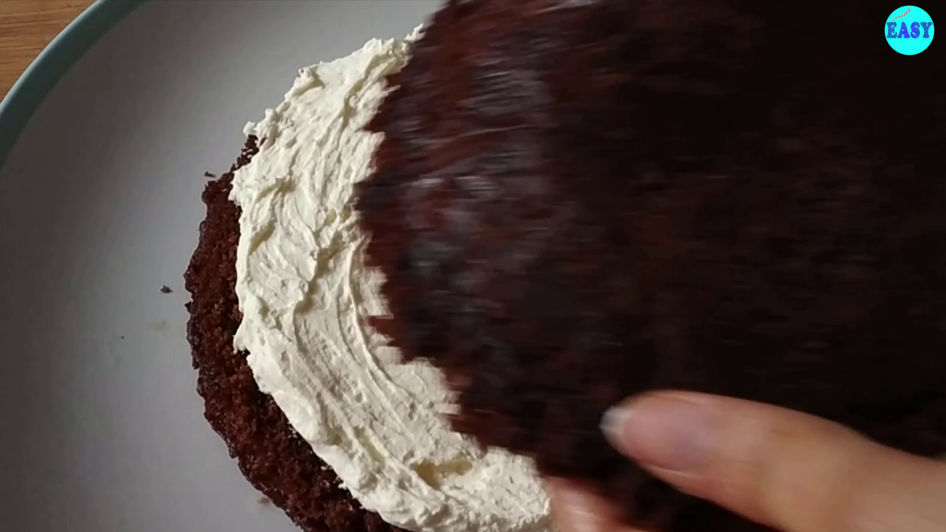 Step 12 - Apply a generous layer of whipped cream on the cake and put another layer on top.