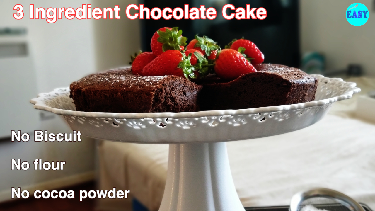 Flourless Chocolate Cake | 3 Ingredients Chocolate Cake Recipe