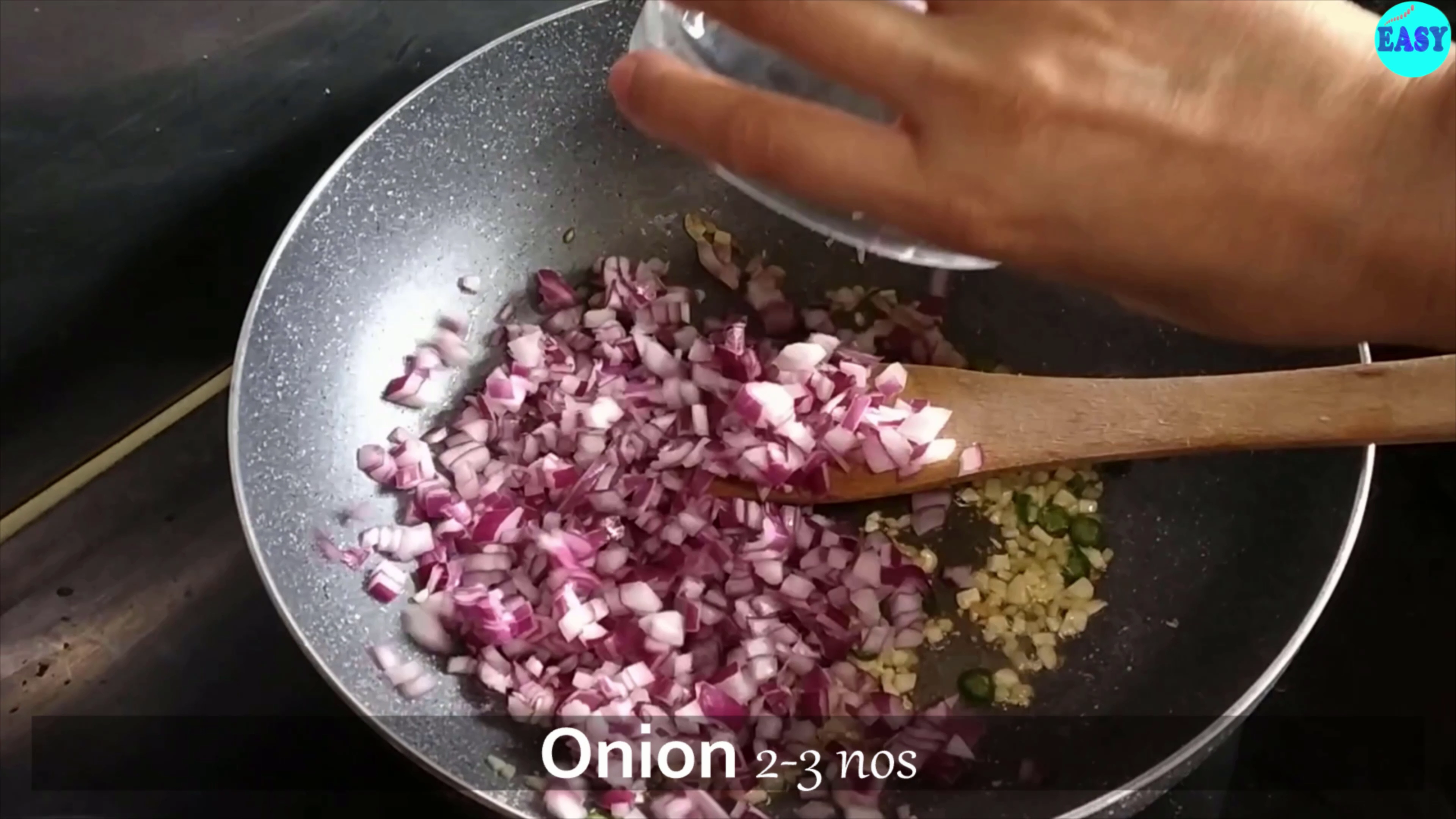 Step 2 - Now add chopped onion and saute for 2 more minutes, do not brown.