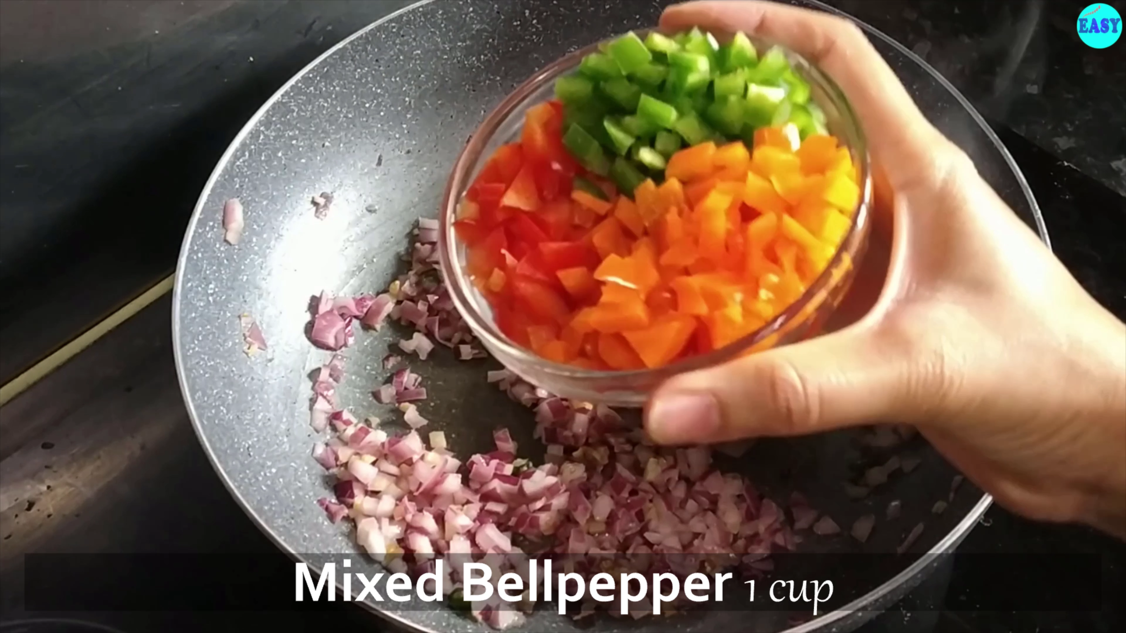 Step 5 - Add bell peppers and cook for 1 minute. 