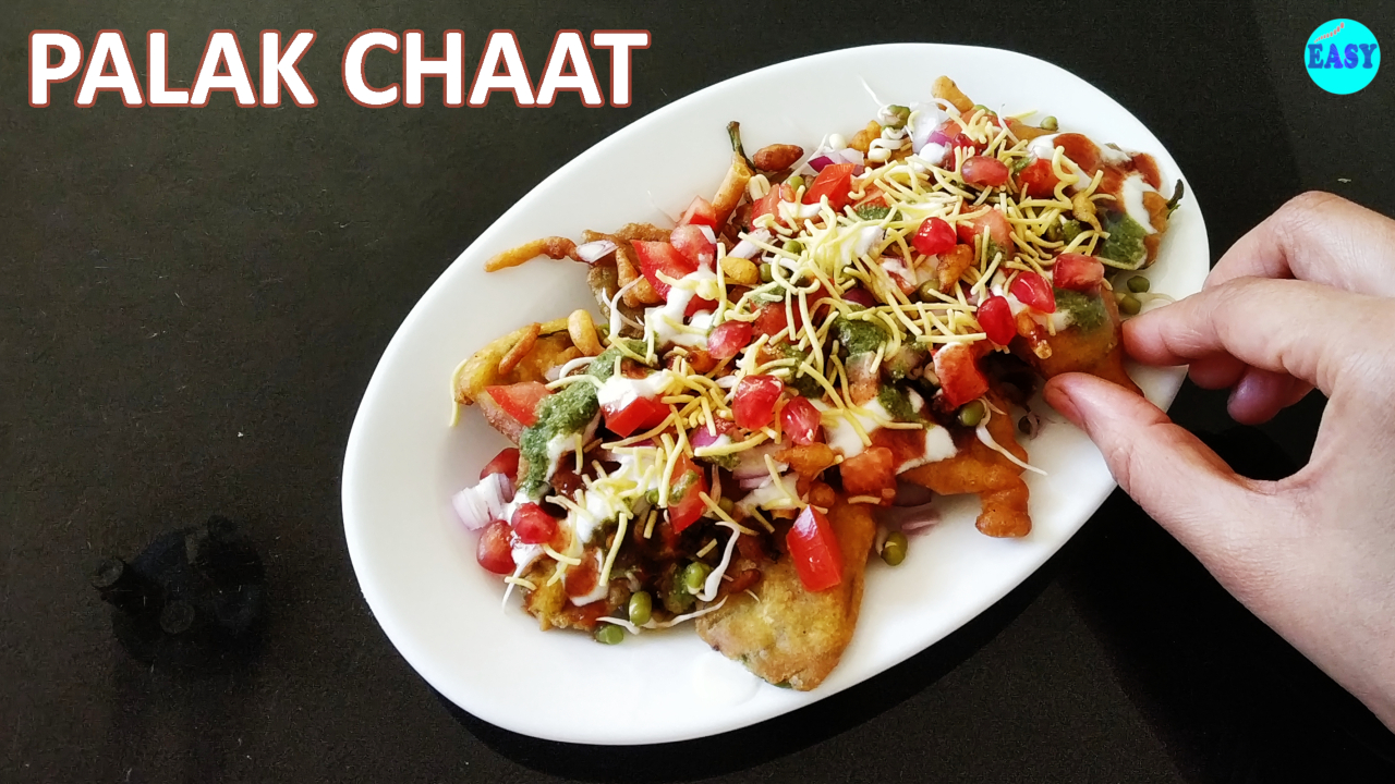Palak Chaat Recipe | Palak Pakora Chaat | Crispy Spinach Chaat