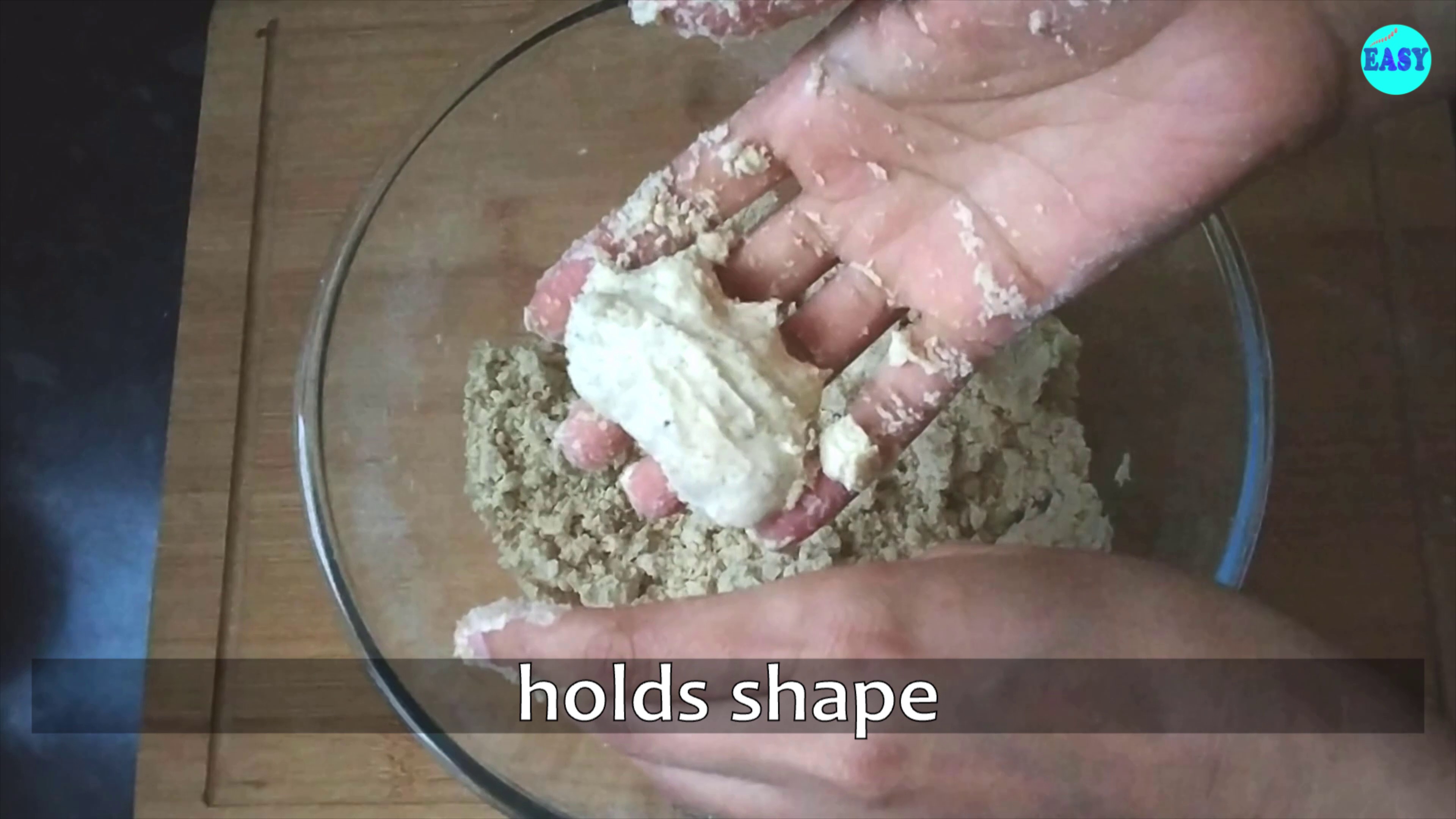 Step 4 - After this step, the flour should be able to hold its shape when pressed between your hand.
