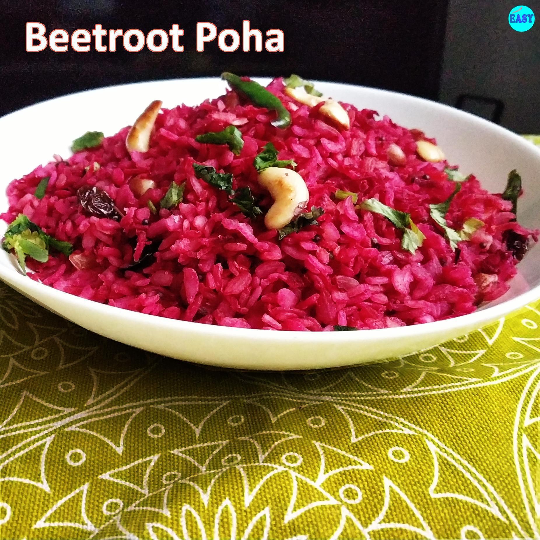 Beetroot Poha | Healthy Indian Breakfast Recipe