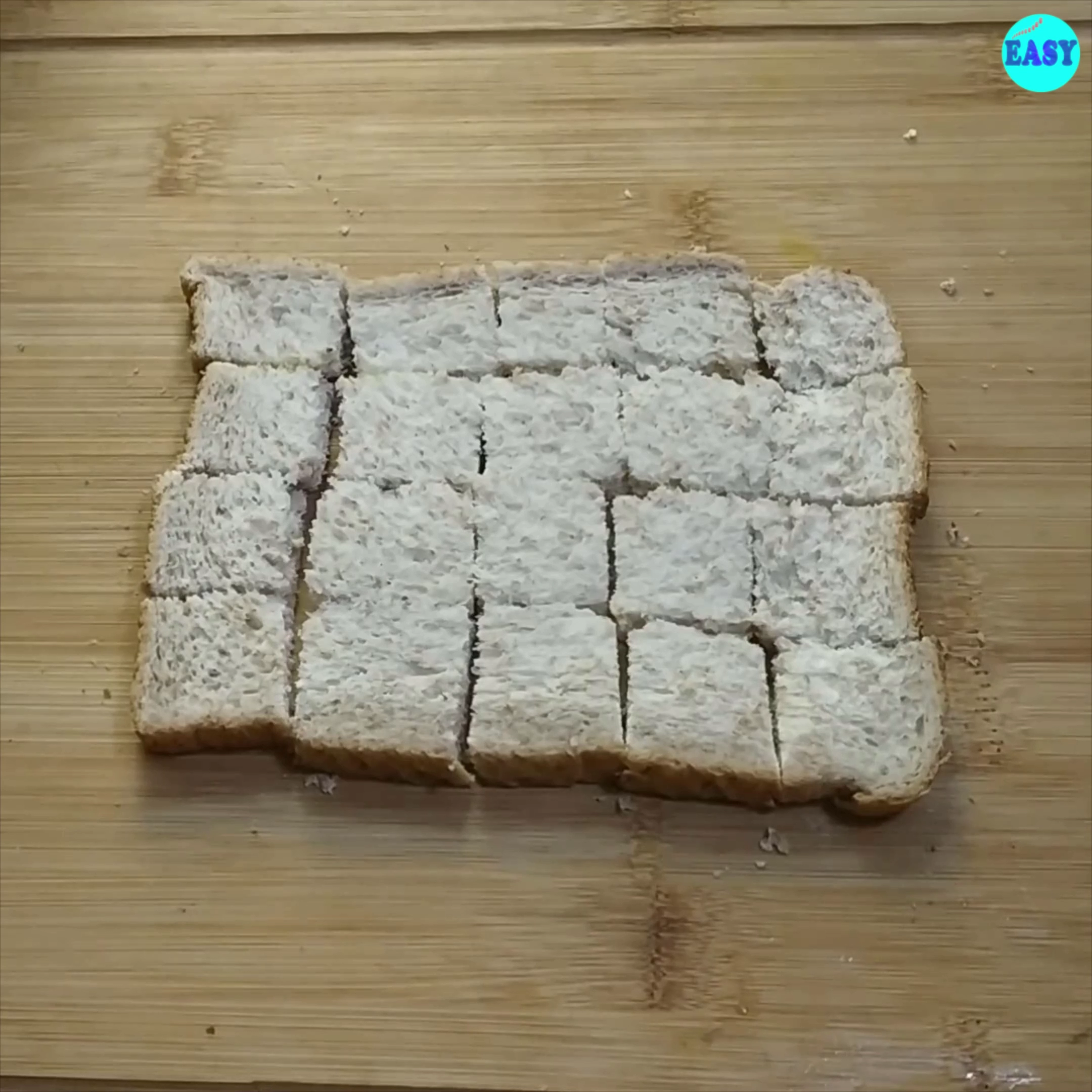 Step 11 - To make croutons at home-Dice the bread slices into small pieces. 