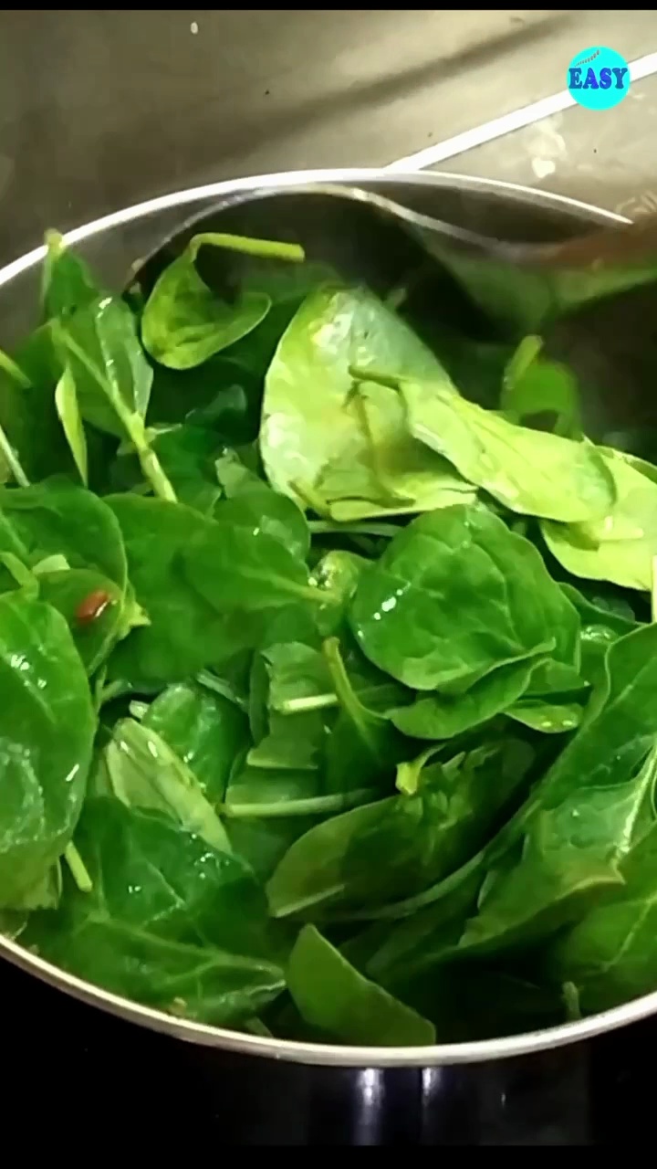 Step 8 - Add the chopped spinach leaves and cook for 2-3 minutes until its tender.